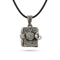Collier locket livre avec zircon blanc