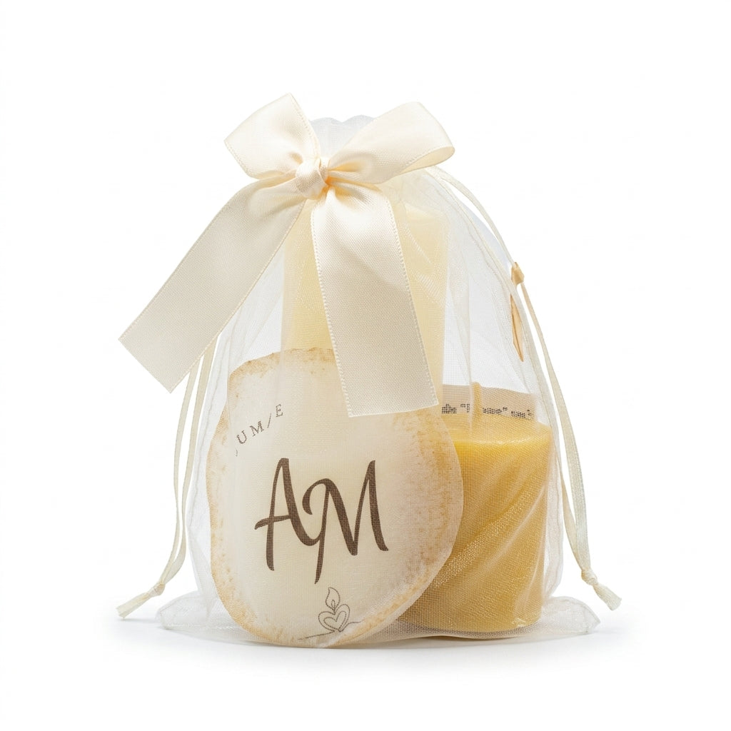 Lot de 4 Bougies Bienfaitrices "Votives" en cire d'abeille (2 blanches / 2 jaunes)