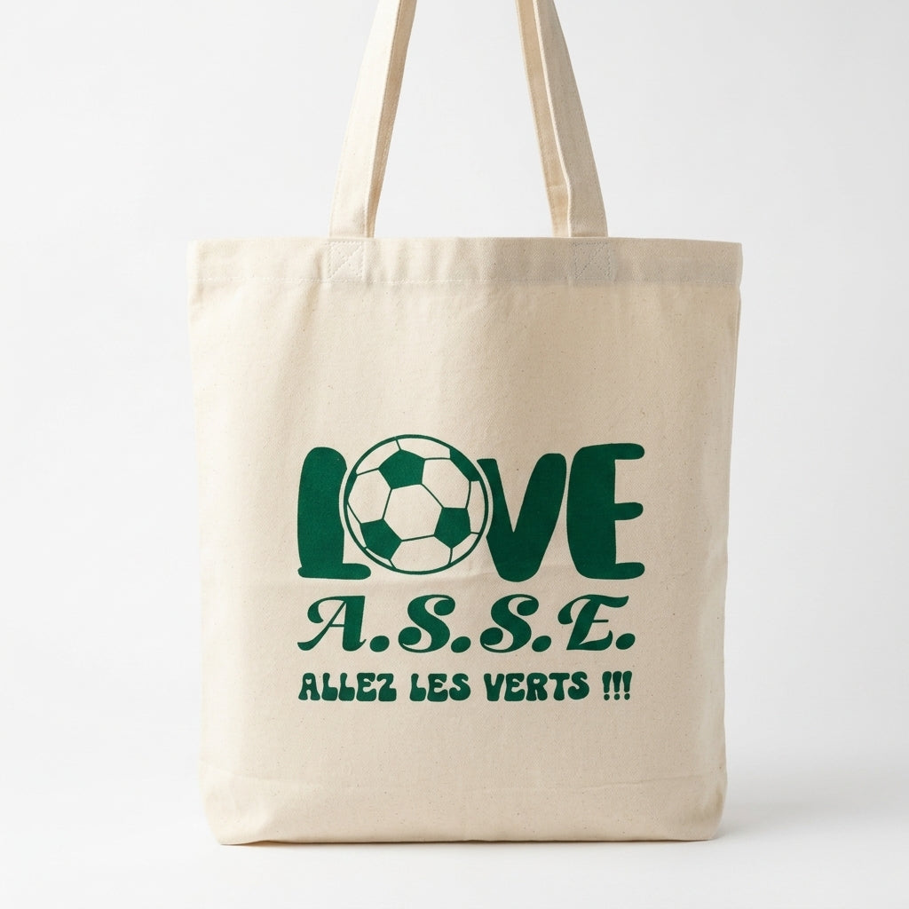 Tote bag écru avec soufflet - Amoureux de l'ASSE