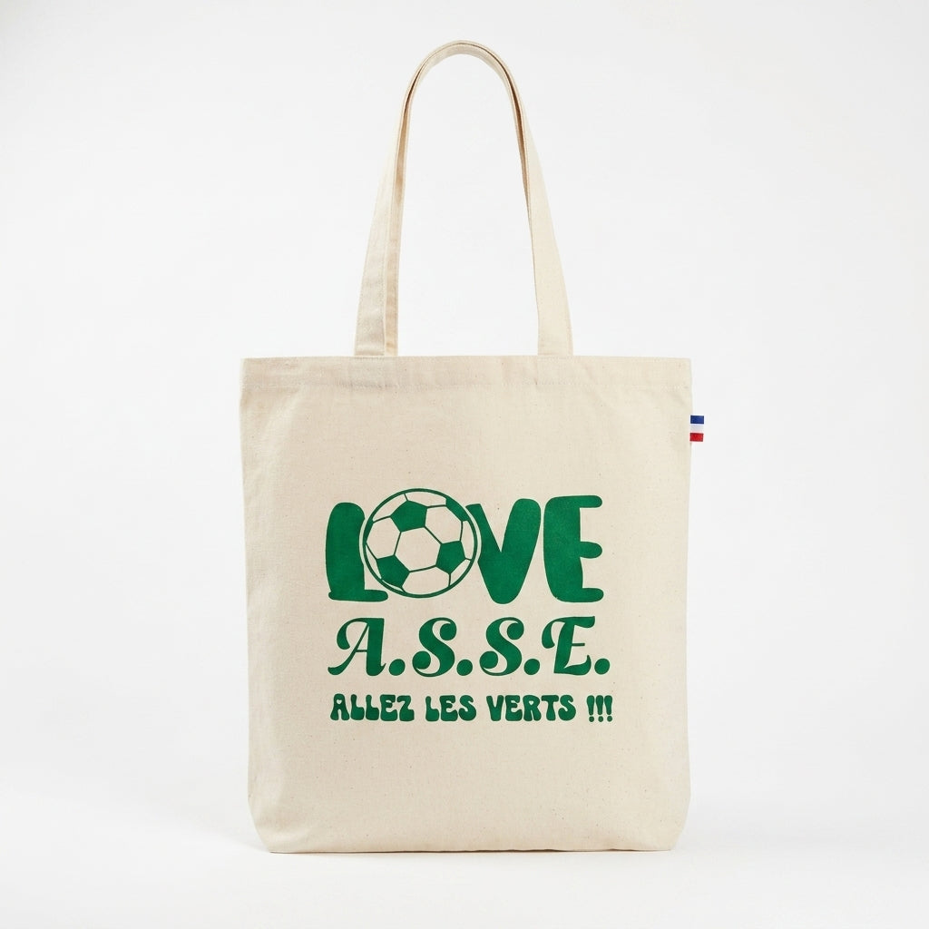 Tote bag écru avec soufflet - Amoureux de l'ASSE